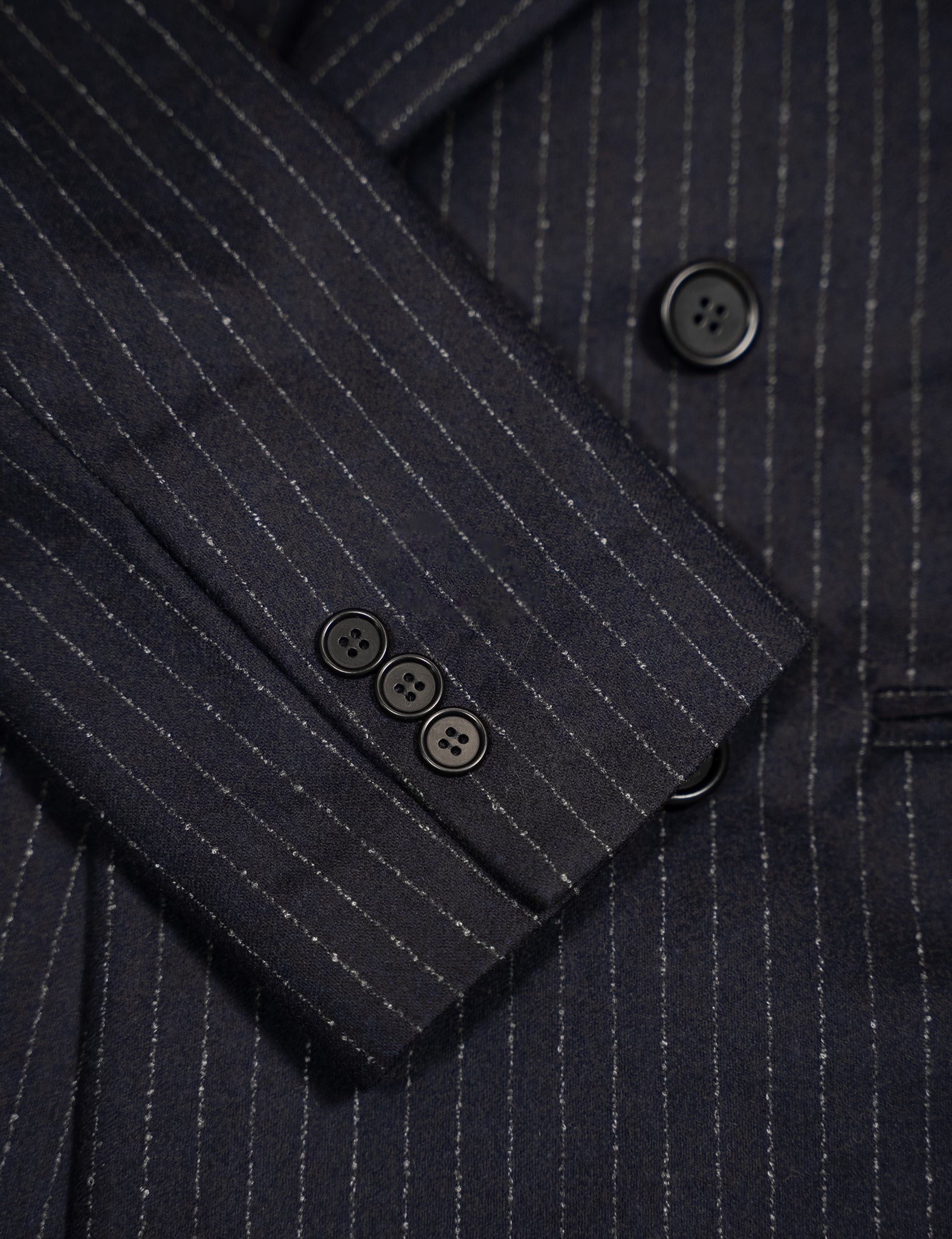 Wool Suit Jacket - Navy Pinstripe