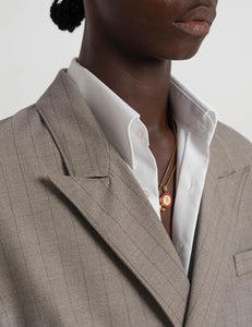 Wool DB Jacket - Bone Beige Pinstripe