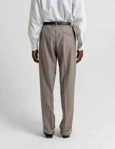 Classic Wool Trousers - Bone Beige Pinstripe