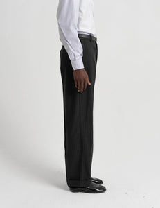 Classic Wool Trousers - Black Pinstripe