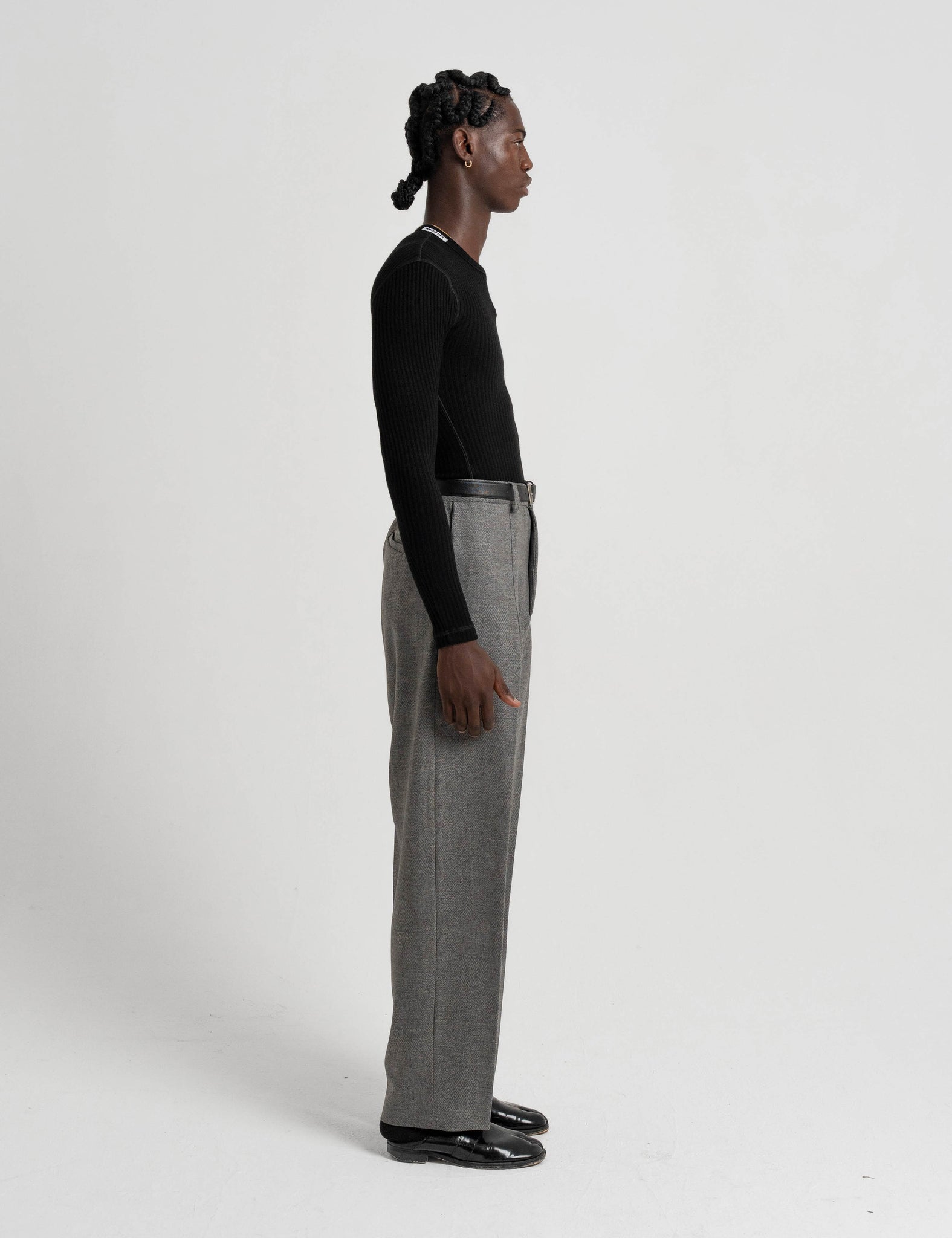 Pleated Wool Trousers - Grey