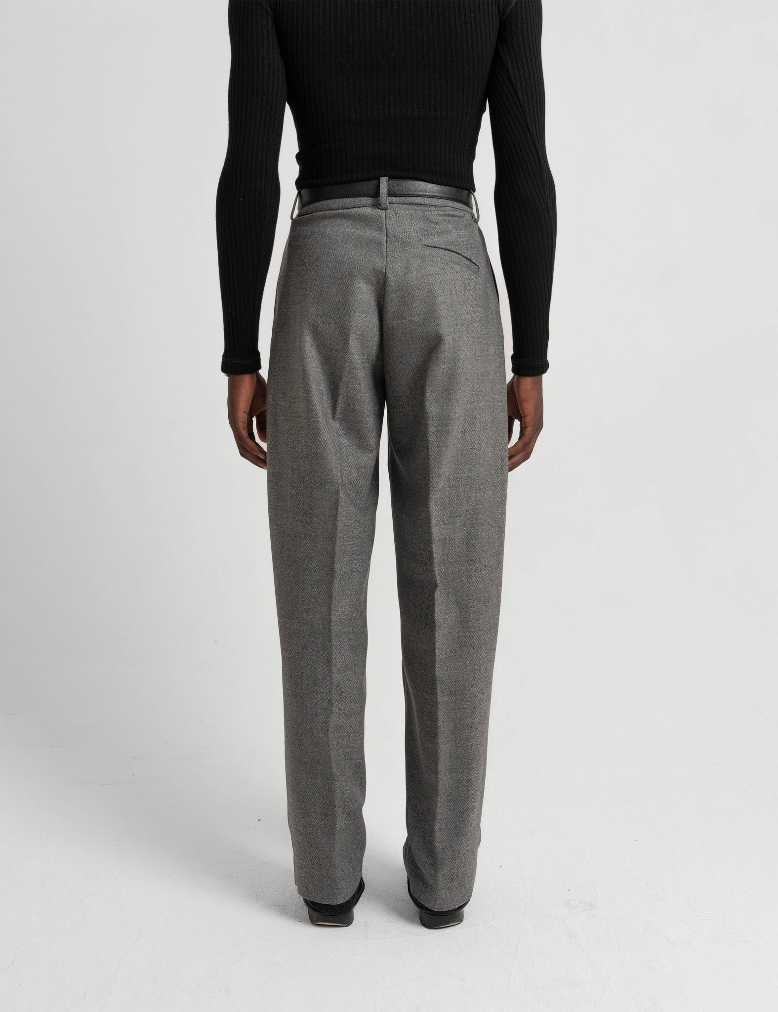 Pleated Wool Trousers - Grey