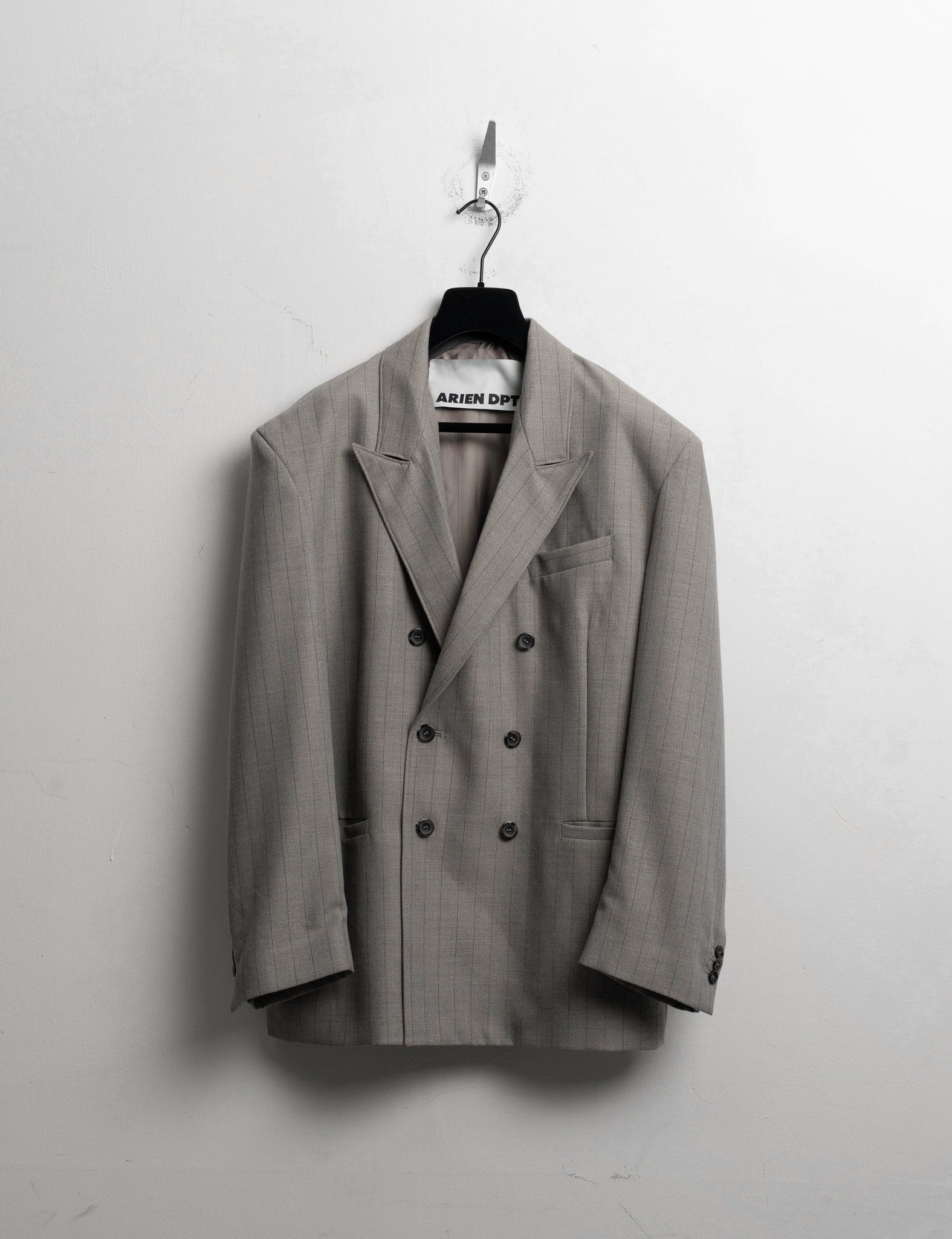 Wool DB Jacket - Bone Beige Pinstripe