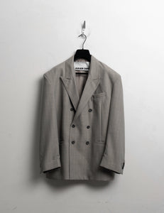 Wool DB Jacket - Bone Beige Pinstripe