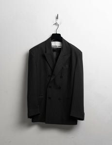 Wool DB Jacket - Black Pinstripe