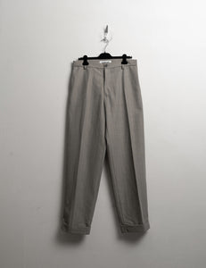 Classic Wool Trousers - Bone Beige Pinstripe